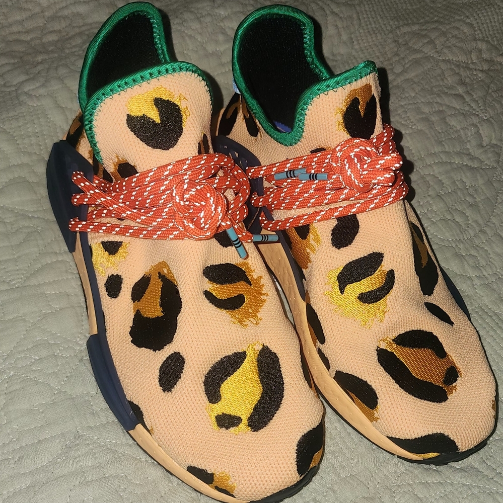 Adidas NMD Hu Pharrell Animal Print Leopard Pulse Amber - Men's Size 6.5